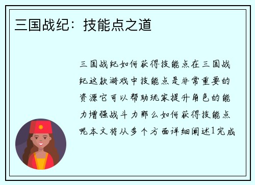 三国战纪：技能点之道