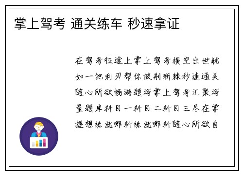 掌上驾考 通关练车 秒速拿证